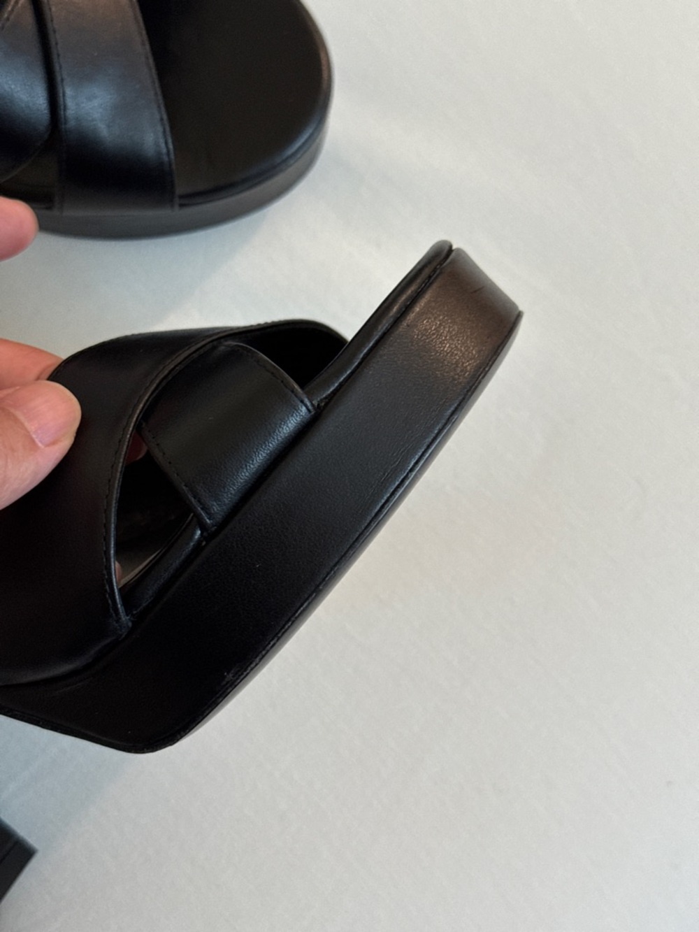 Stuart Weitzman Dayna Black Leather Platform Sandals size size 8.5 - Picture 7 of 13